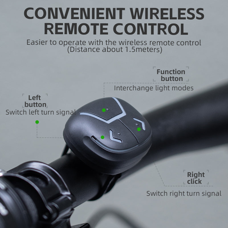 ROCKBROS REX01 Bike Bicycle Tail Light with Turn Signals Remote Control