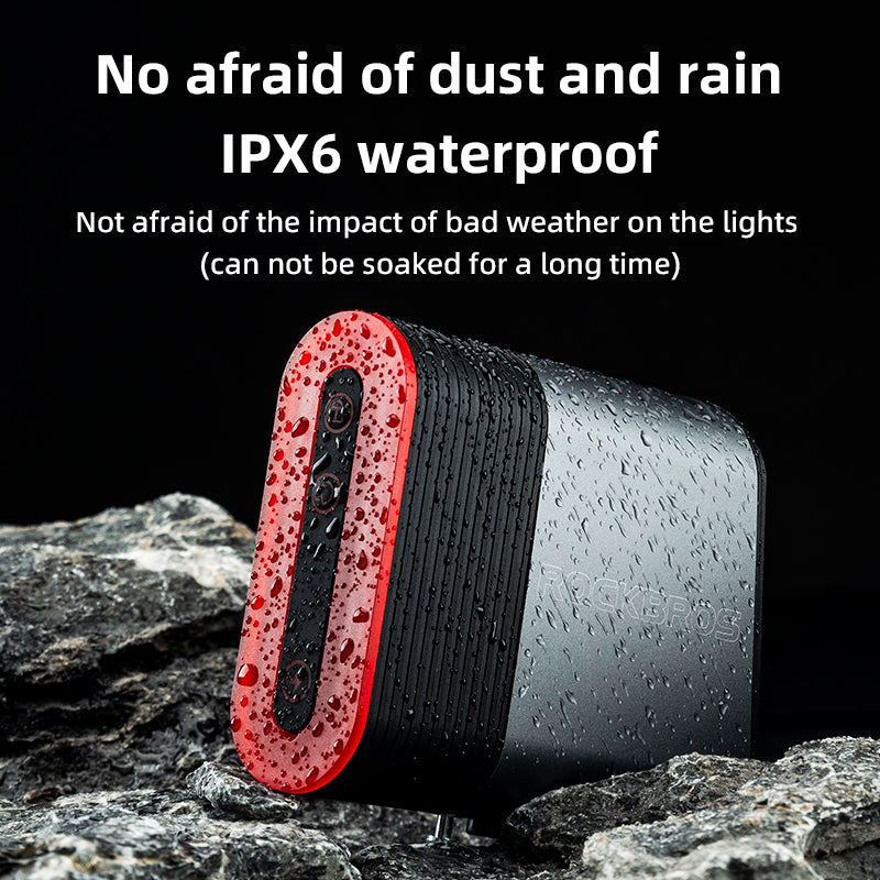 ROCKBROS Smart Bluetooth Bike Lock Light Brake Sensing Saddle Taillight USB-C IPX6 Waterproof