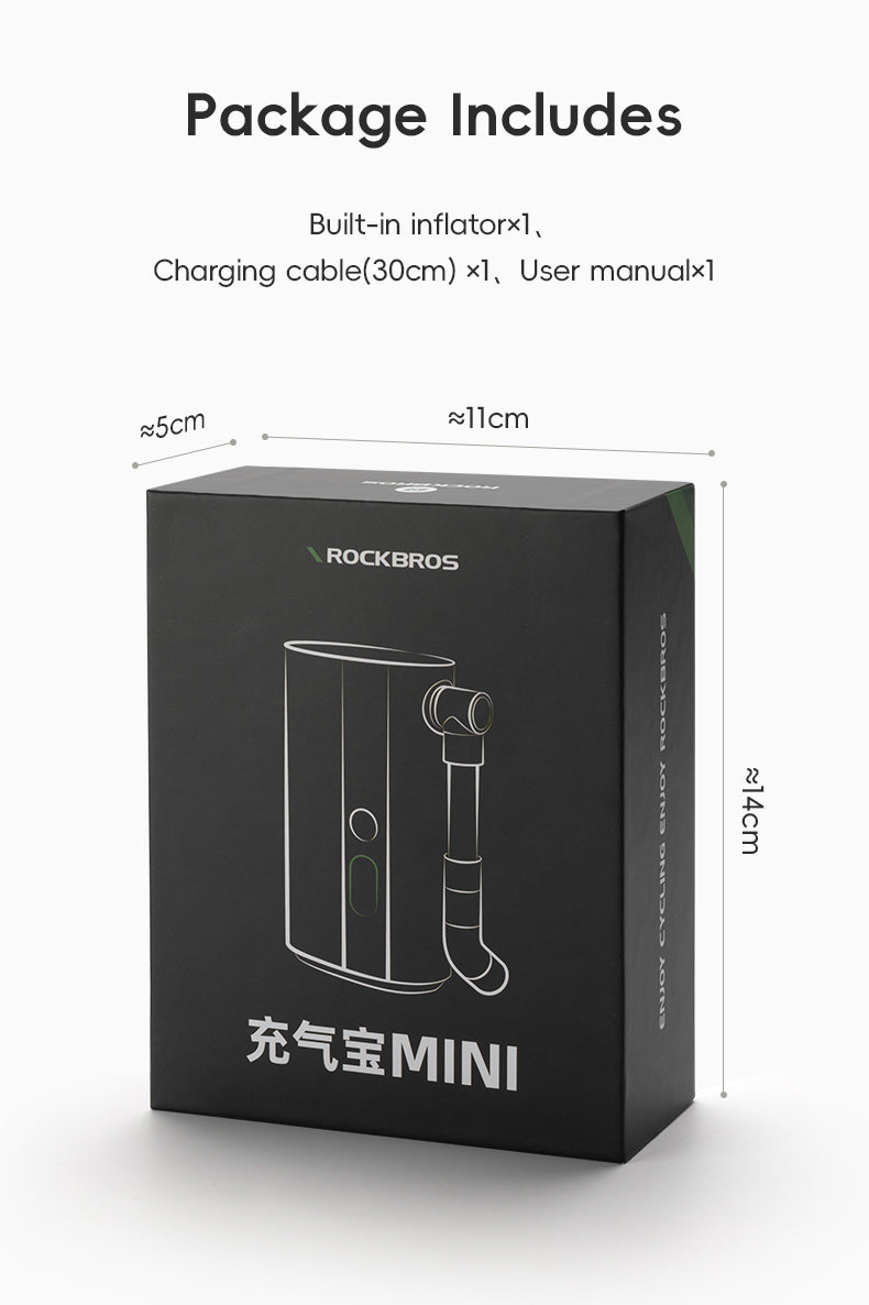 ROCKBROS Electric Bike Tire Pump Portable Motorcycle Bicycle Tyre Air Inflator 150PSI