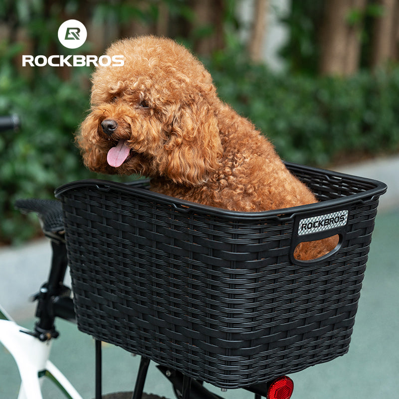 ROCKBROS Rear Shelf Basket Practical Durable Big Capacity Anti-Extrusion Portable Strong Resilience Pet Vegetable Rear Basket Frame Telescopic Cover Commuter Bike MTB