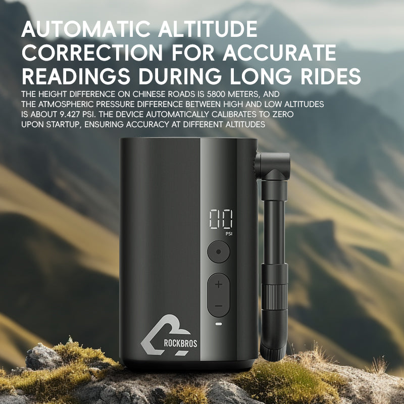 ROCKBROS Electric Bike Tire Pump Portable Motorcycle Bicycle Tyre Air Inflator 150PSI