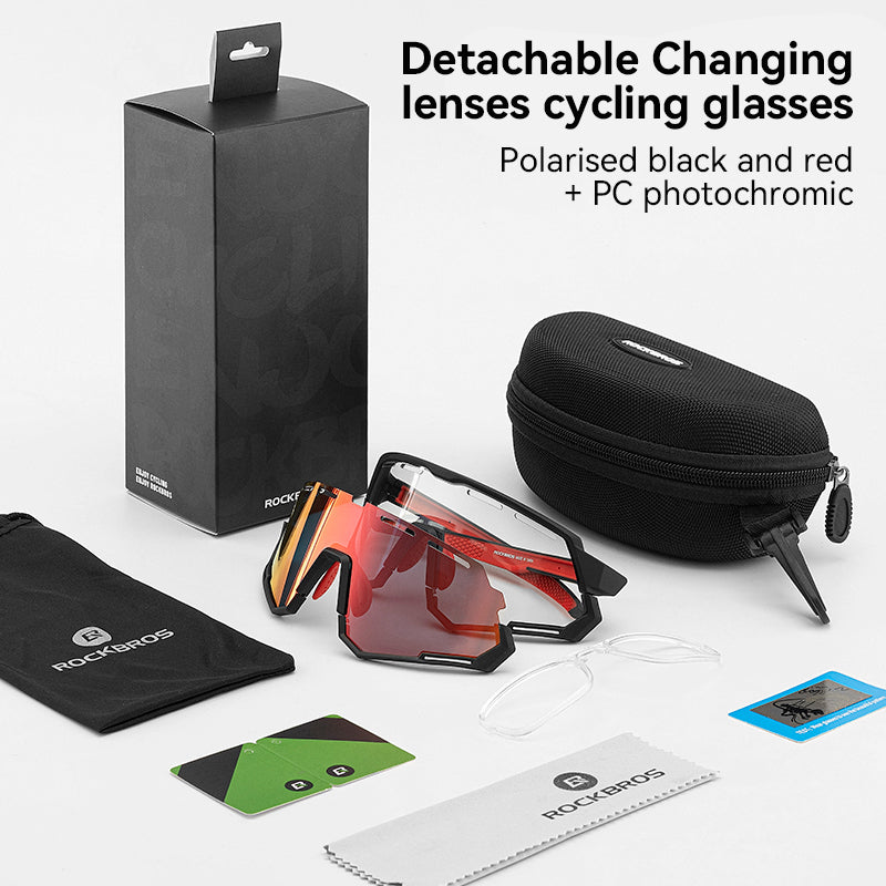 ROCKBROS Bicycle Cycling Sunglasses Polarized 2 Lens Interchangeable