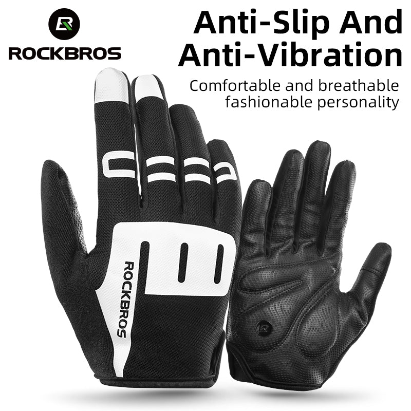 ROCKBROS Bike Cycling Gloves Shockproof Breathable Touch Screen Reflective Full Finger Gloves