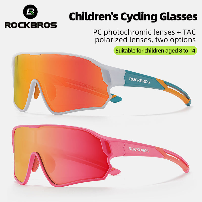 ROCKBROS Kids Cycling Sunglasses Polarized Photochromic Bike Sports Sunglasses