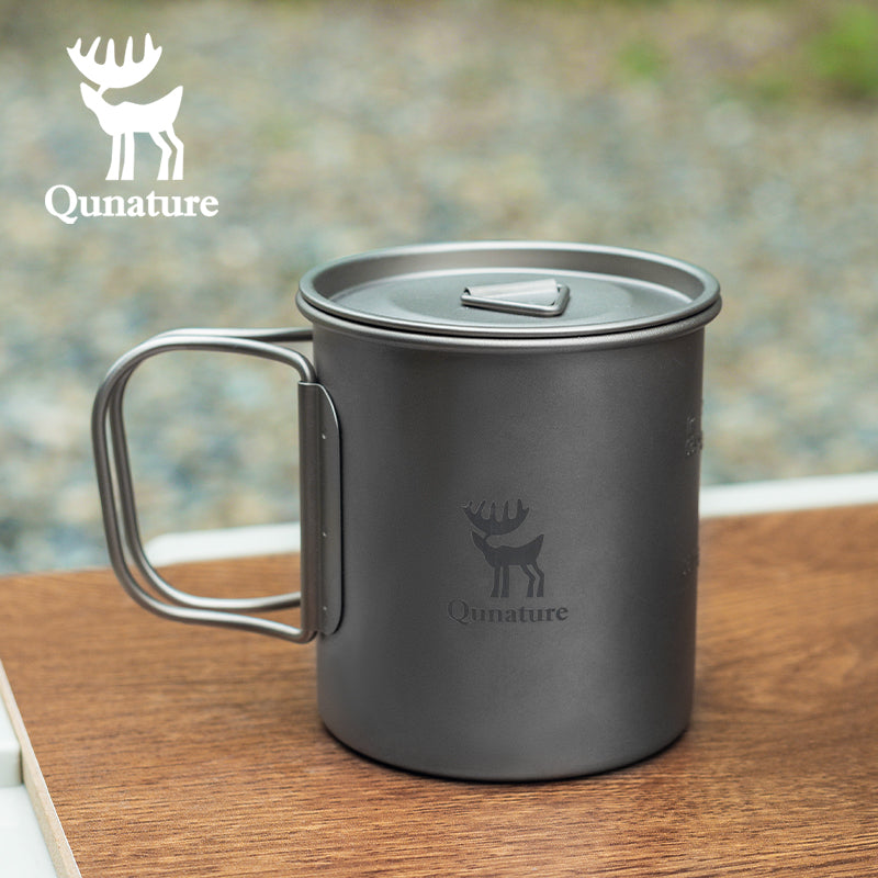 Qunature Pure Titanium Water Drink Cup 375ML Outdoor Camping Picnic Ultralight
