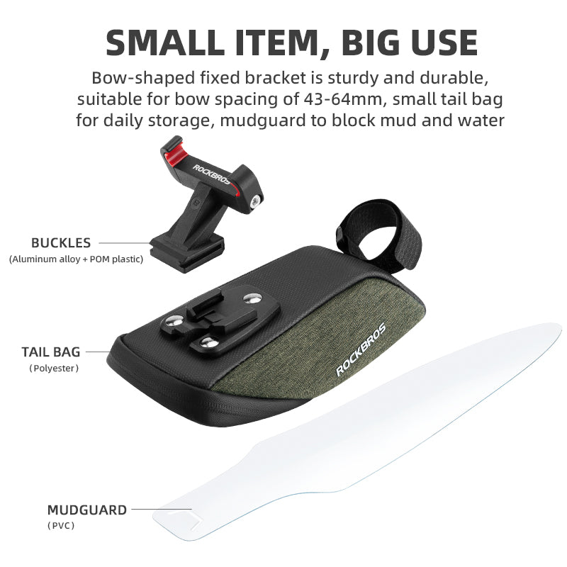 ROCKBROS Bicycle Bike Cycling Tail Bag With Mudguard Quick Release Saddle Bag