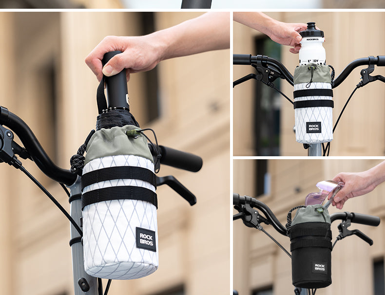 ROCKBROS Bicycle Water Bottle Bag Drawstring Adjustable Insulated Brompton Folding Bike Bag Portable Scooter Bag