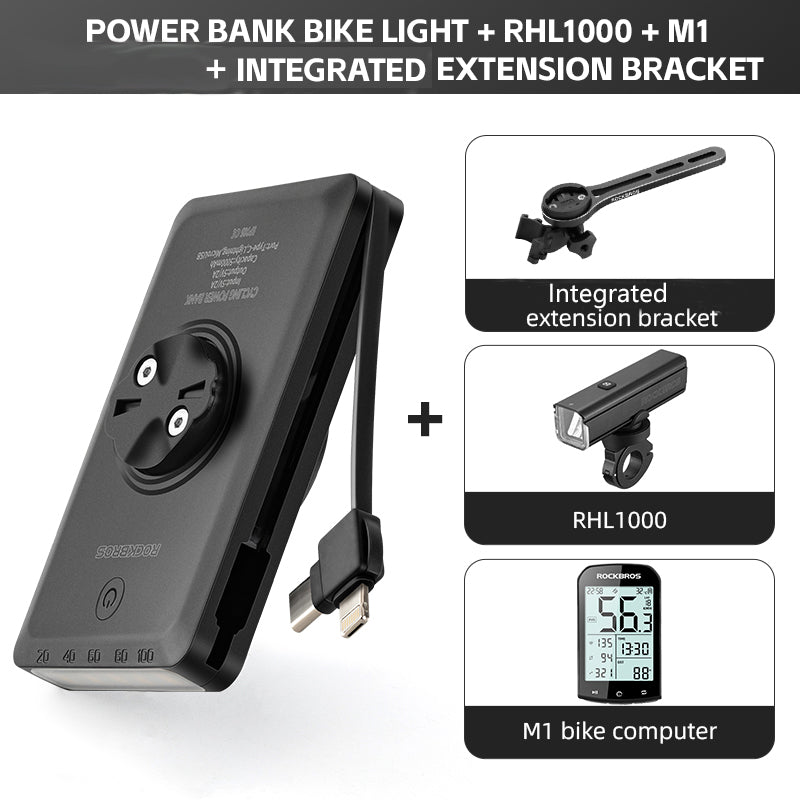 ROCKBROS Bicycle Headlight Built-in Power Bank Cycling Bike Front Light 5000/10000mAh