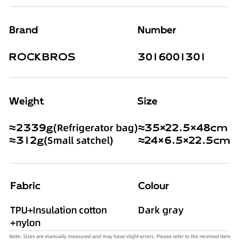 ROCKBROS Outdoor Backpack Cooler Bag Hiking Camping Picnic Insulated Storage Bag