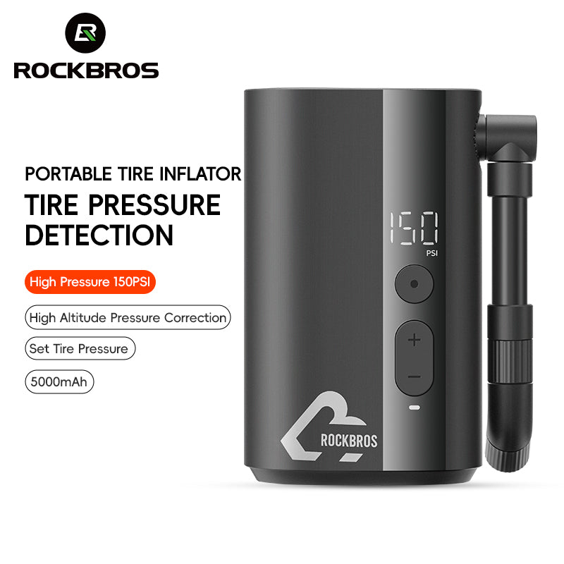 ROCKBROS Electric Bike Tire Pump Portable Motorcycle Bicycle Tyre Air Inflator 150PSI
