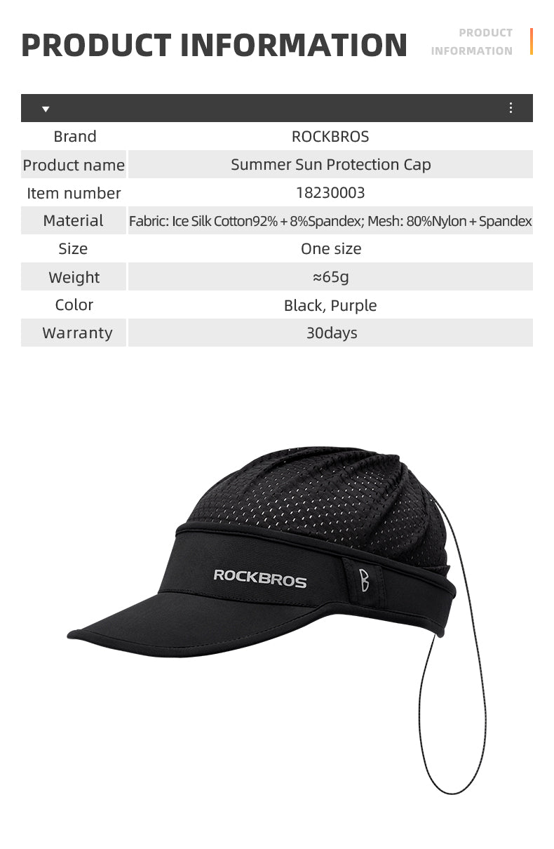 ROCKBROS Outdoor Cycling Hats Ice Silk Sunshade Cap Spring Summer Cap Breathable