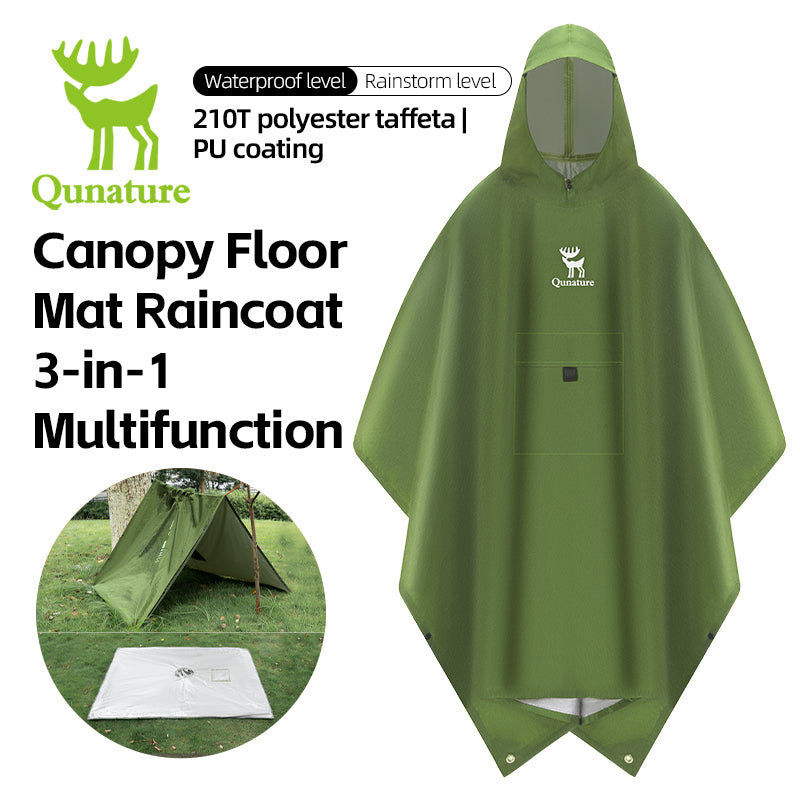Qunature Camping Hiking 3in1 Raincoat Mat Canopy Raincoat Foldable Waterproof
