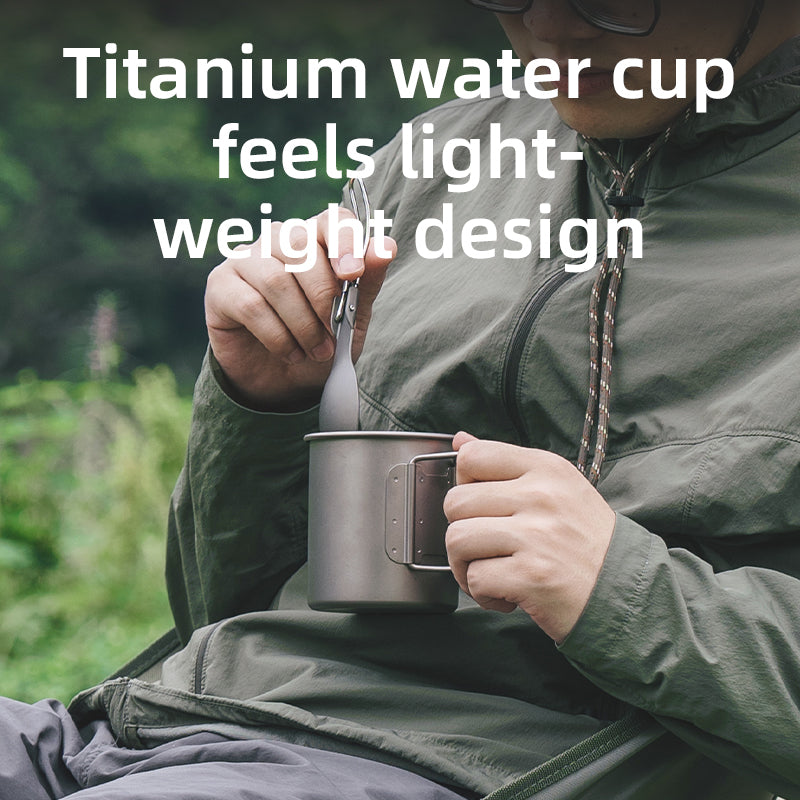 Qunature Pure Titanium Water Drink Cup 375ML Outdoor Camping Picnic Ultralight