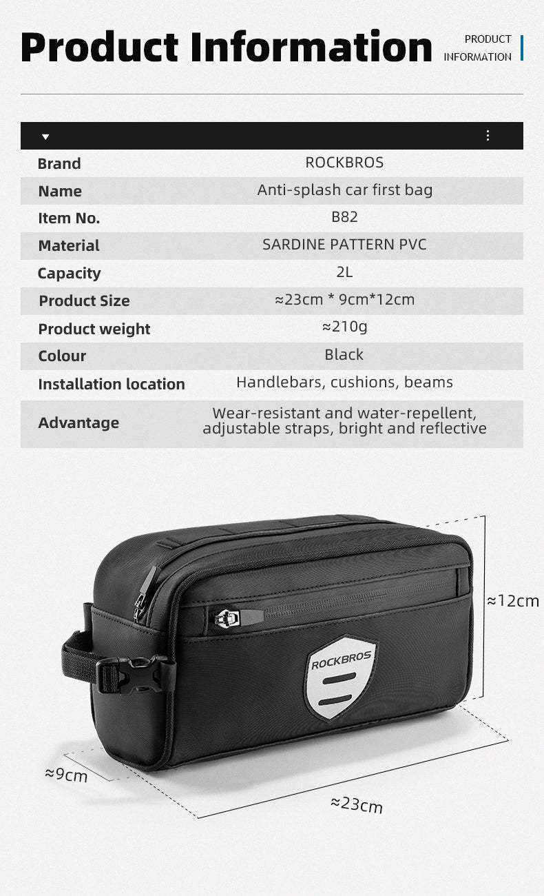 ROCKBROS Cycling Bag Bike Front Handlebar Bicycle Frame Bag Waterproof MTB Bike Bag 2L
