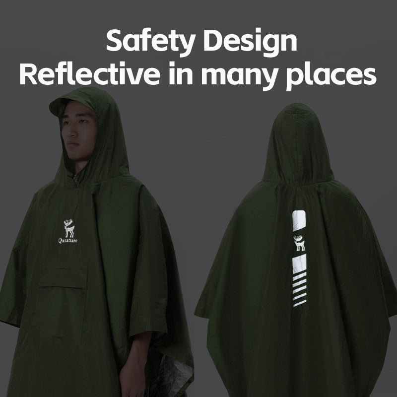 Qunature Camping Hiking 3in1 Raincoat Mat Canopy Raincoat Foldable Waterproof