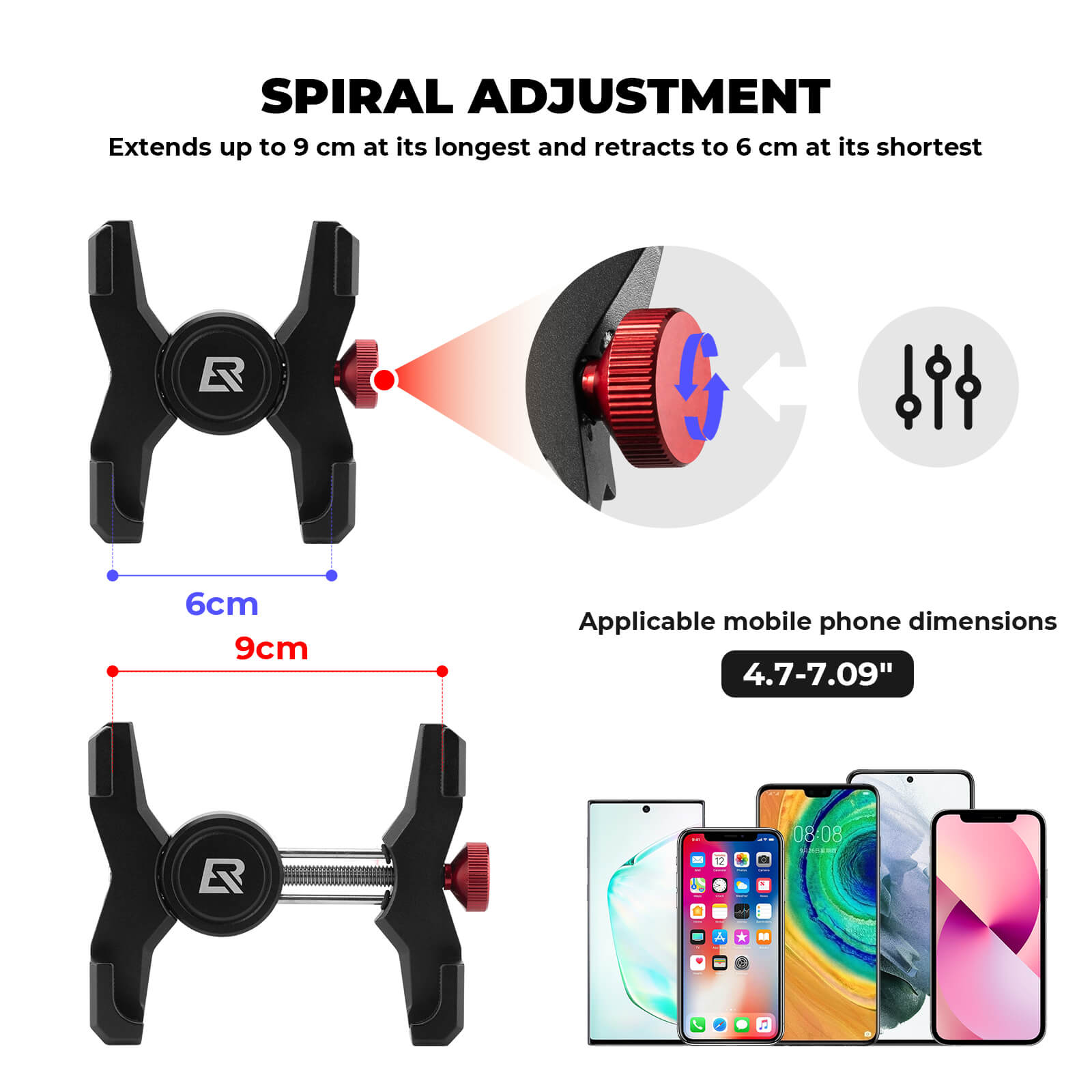 Durable ROCKBROS metal bicycle phone mount for bumpy roads.
#Mounting Style_Handlebar Clamp Mount