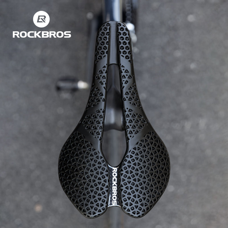 ROCKBROS 3D Printing Bicycle Saddle Lightweight Hollow Breathable Carbon Fiber Road Bike Saddle Comfortable Shockproof Cycling Saddle