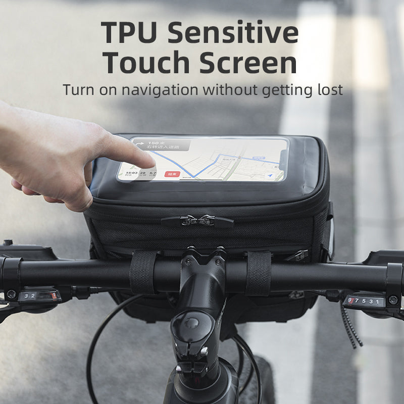 ROCKBROS Motorcycle Bike Handlebar Bag Bicycle Front Storage Bags Bike Phone Mount Pouch Bag with Removable Shoulder Strap for Road Mountain Commute Bike