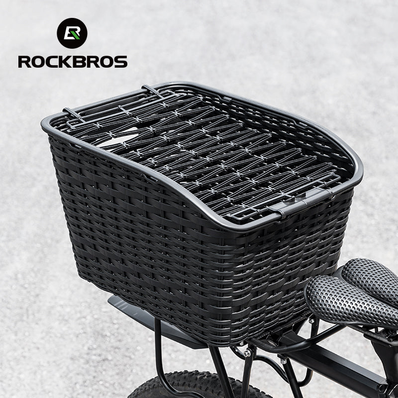 ROCKBROS Rear Shelf Basket Practical Durable Big Capacity Anti-Extrusion Portable Strong Resilience Pet Vegetable Rear Basket Frame Telescopic Cover Commuter Bike MTB