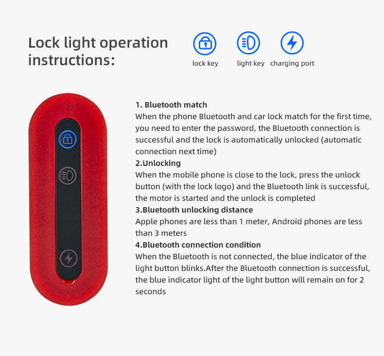 ROCKBROS Smart Bluetooth Bike Lock Light Brake Sensing Saddle Taillight USB-C IPX6 Waterproof