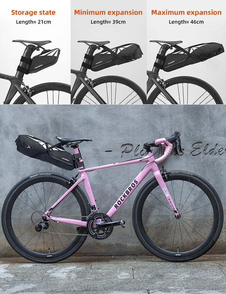 ROCKBROS Bike Saddle Bag Foldable 8L Waterproof Bicycle Seat Bag Tail Bag