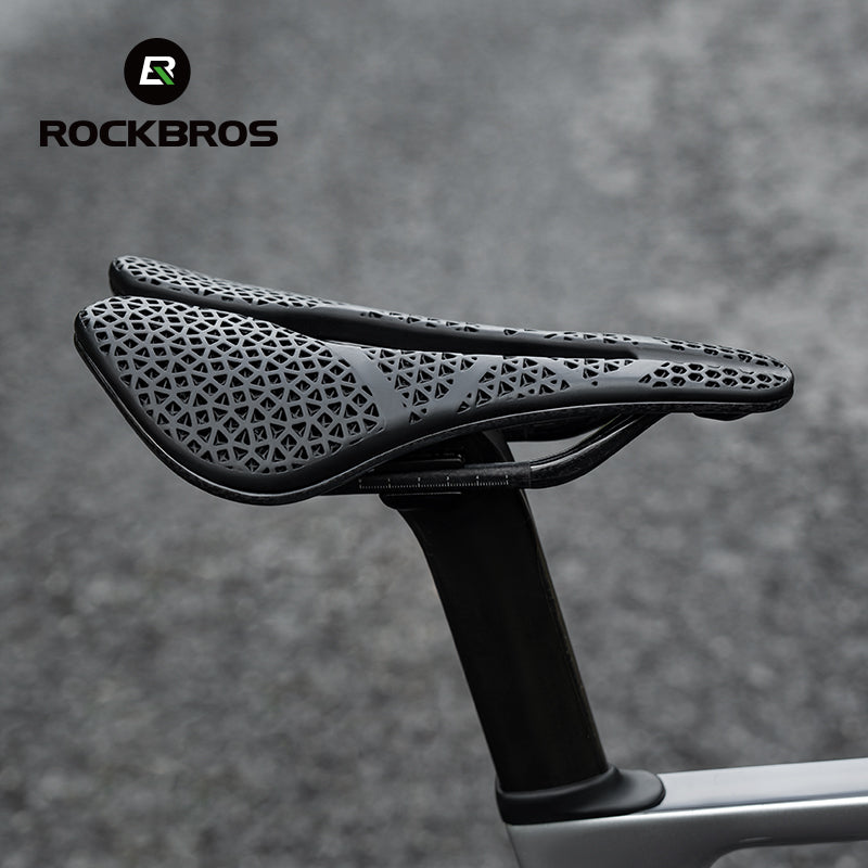 ROCKBROS 3D Printing Bicycle Saddle Lightweight Hollow Breathable Carbon Fiber Road Bike Saddle Comfortable Shockproof Cycling Saddle