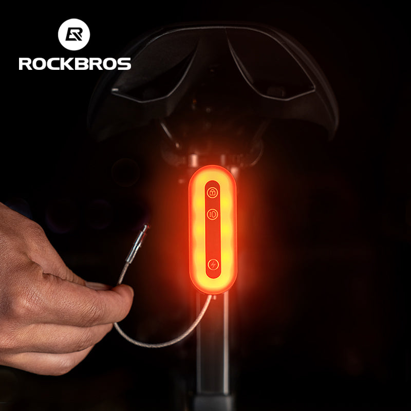 ROCKBROS Smart Bluetooth Bike Lock Light Brake Sensing Saddle Taillight USB-C IPX6 Waterproof