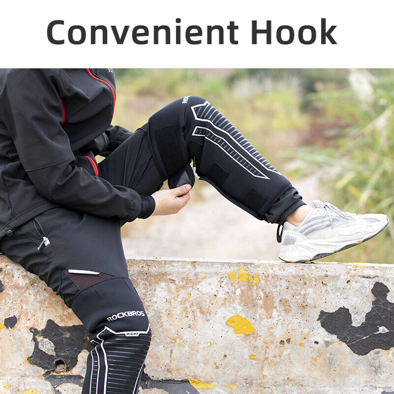 ROCKBROS Warm Knee Pads Winter Leg Covers Fleece Thermal Windproof Reflective