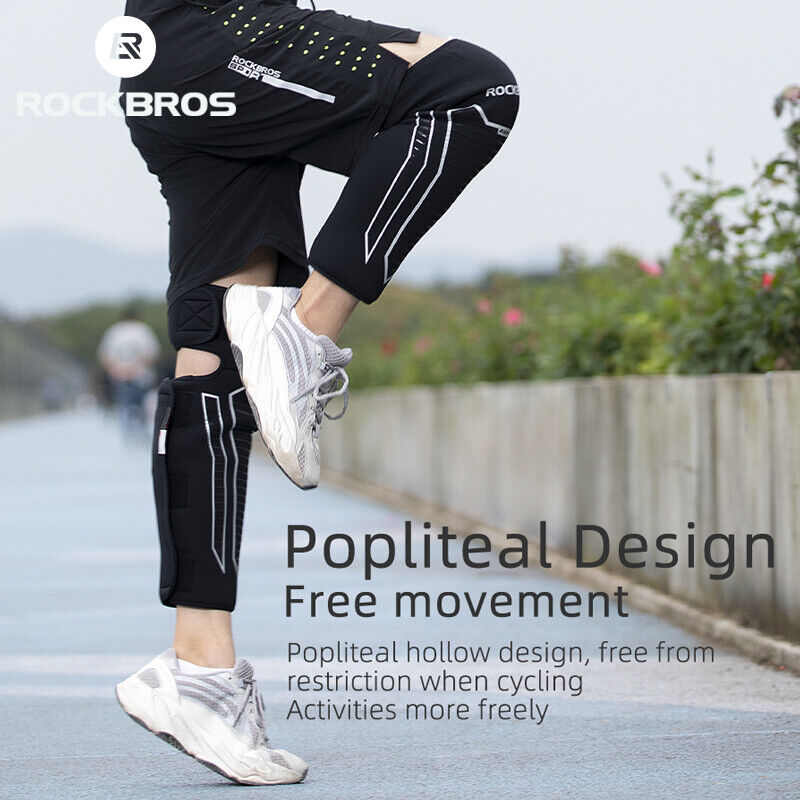 ROCKBROS Warm Knee Pads Winter Leg Covers Fleece Thermal Windproof Reflective