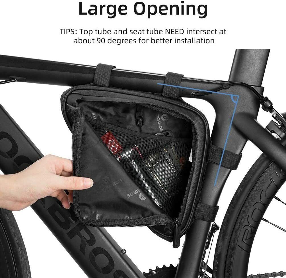 RockBros Triangle Frame Bag: 1.5L Storage with Side Pockets