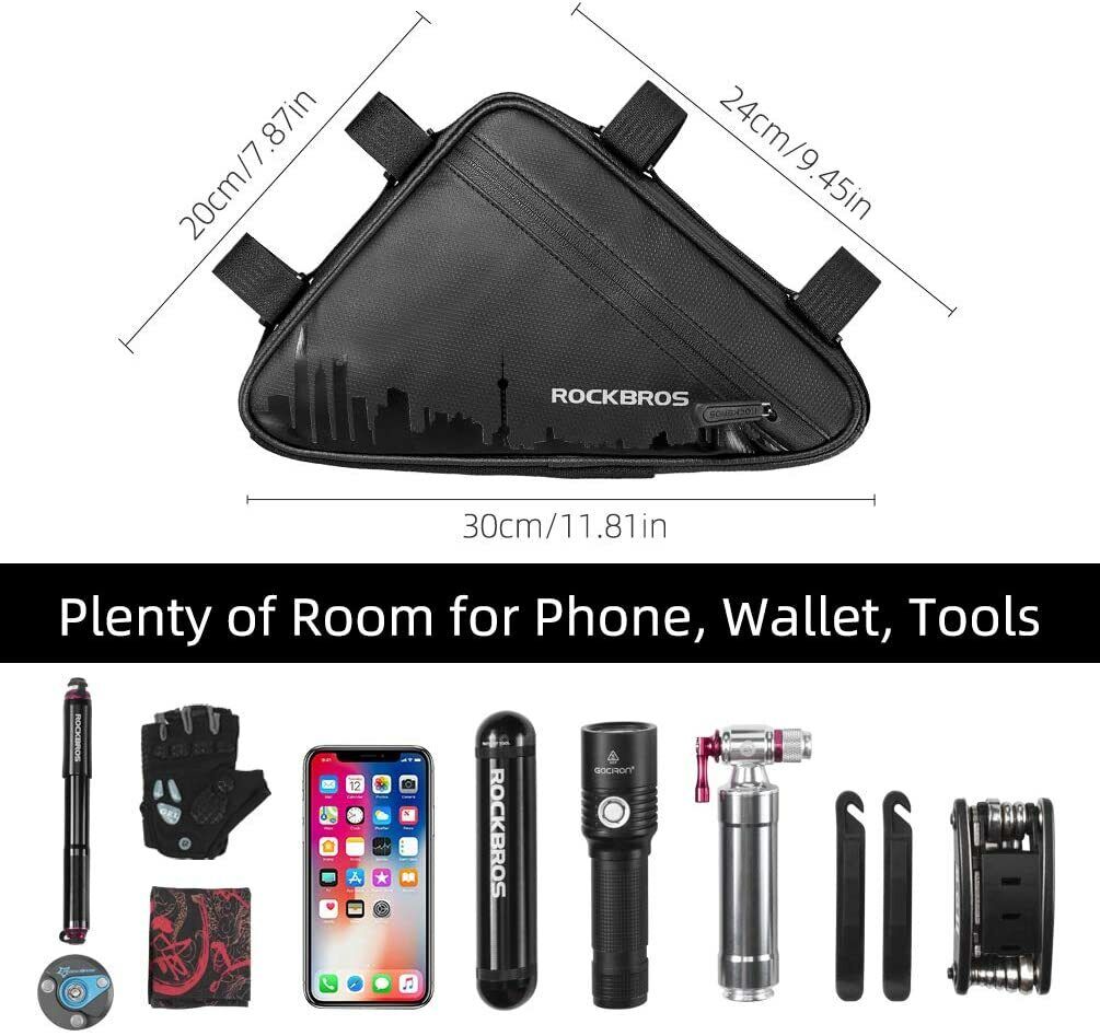 RockBros Triangle Frame Bag: 1.5L Storage with Side Pockets