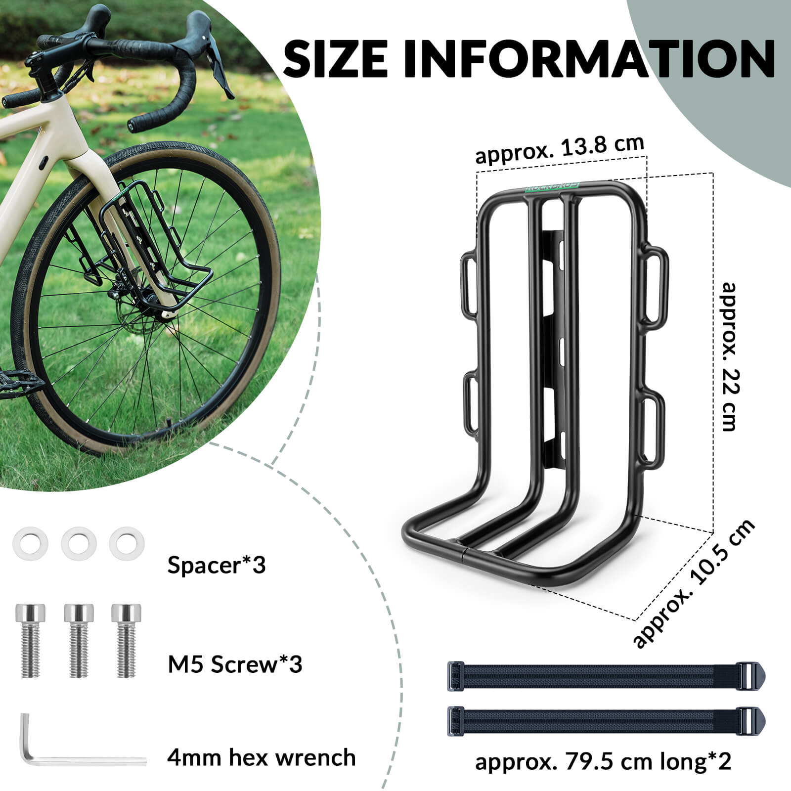rockbros lightweight front fork rack and cargo bag set for mountain and road bikes.
#options_Front Fork Rack