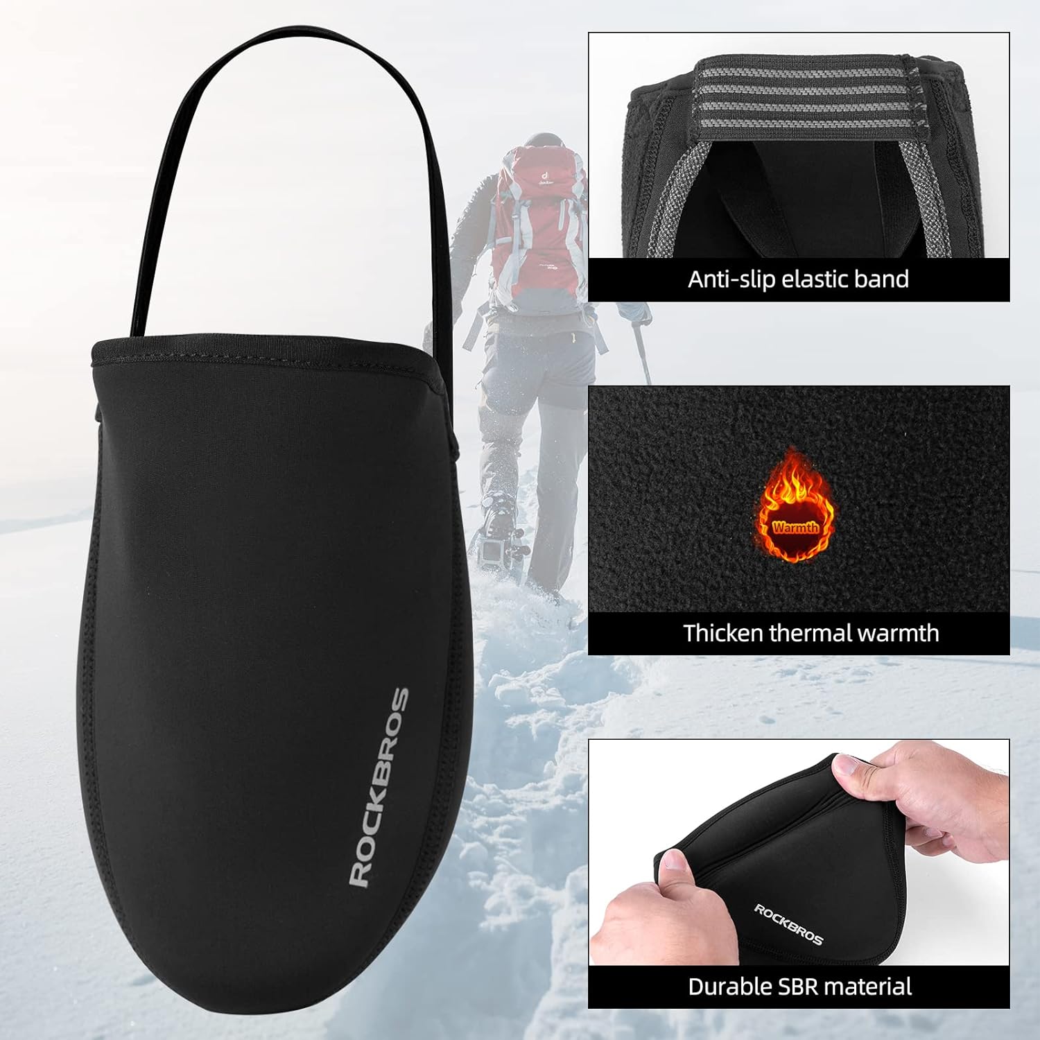 ROCKBROS Cycling Thermal Shoe Covers Windproof Waterproof Wear-Resistant Half Palm Shoe Cover