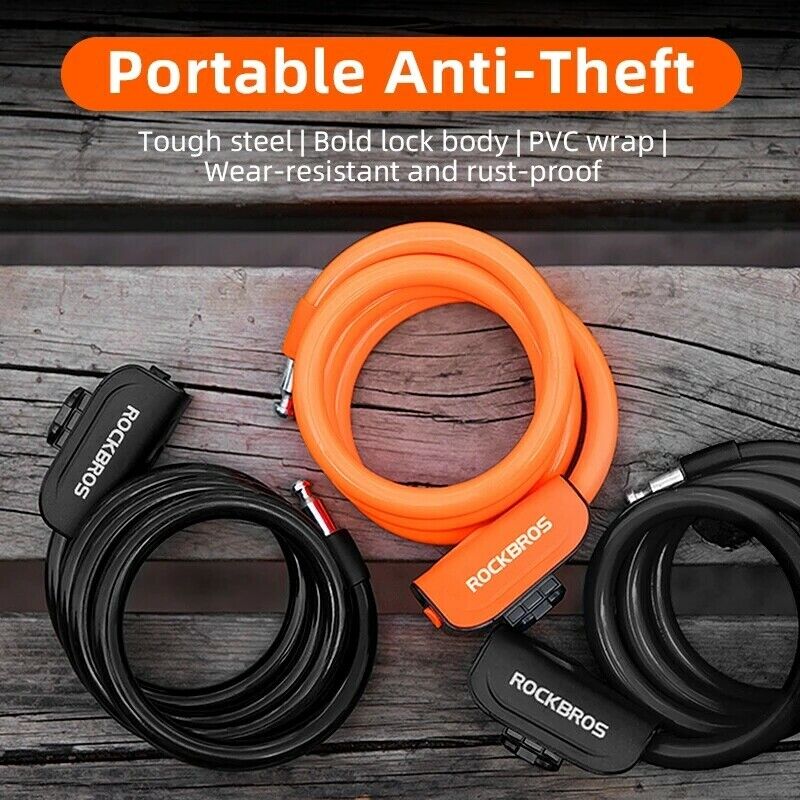 ROCKBROS MTB Bicycle Bike Cable Lock With Bracket 1.1M