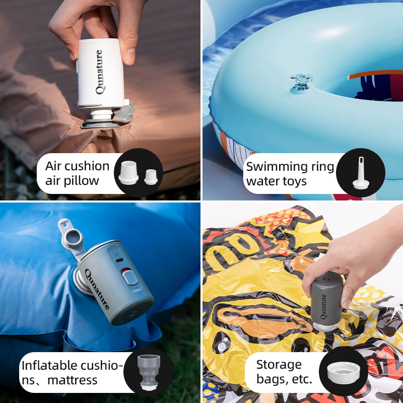 Qunature Mini Portable Outdoor Inflator Pump Portable Air Pump With Light Type-C