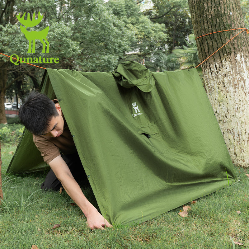 Qunature Camping Hiking 3in1 Raincoat Mat Canopy Raincoat Foldable Waterproof