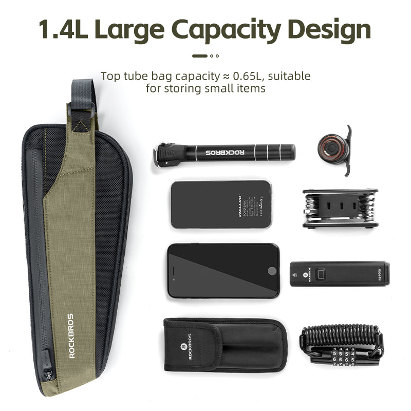 ROCKBROS Bicycle Top Tube Bag Cycling MTB Bike Frame Bag Waterproof Reflective