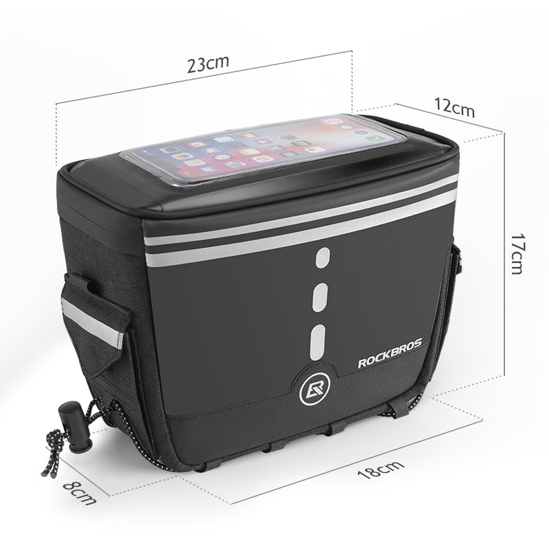 ROCKBROS Motorcycle Bike Handlebar Bag Bicycle Front Storage Bags Bike Phone Mount Pouch Bag with Removable Shoulder Strap for Road Mountain Commute Bike