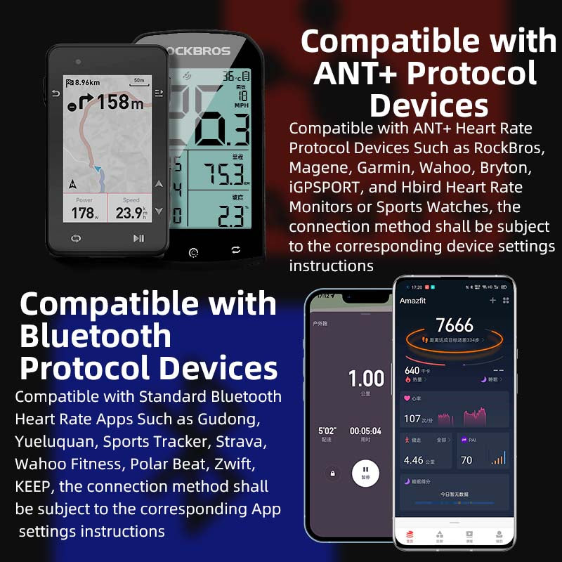 ROCKBROS Bluetooth ANT+ Sports Fitness Arm Heart Rate Monitor IP67 Waterproof
