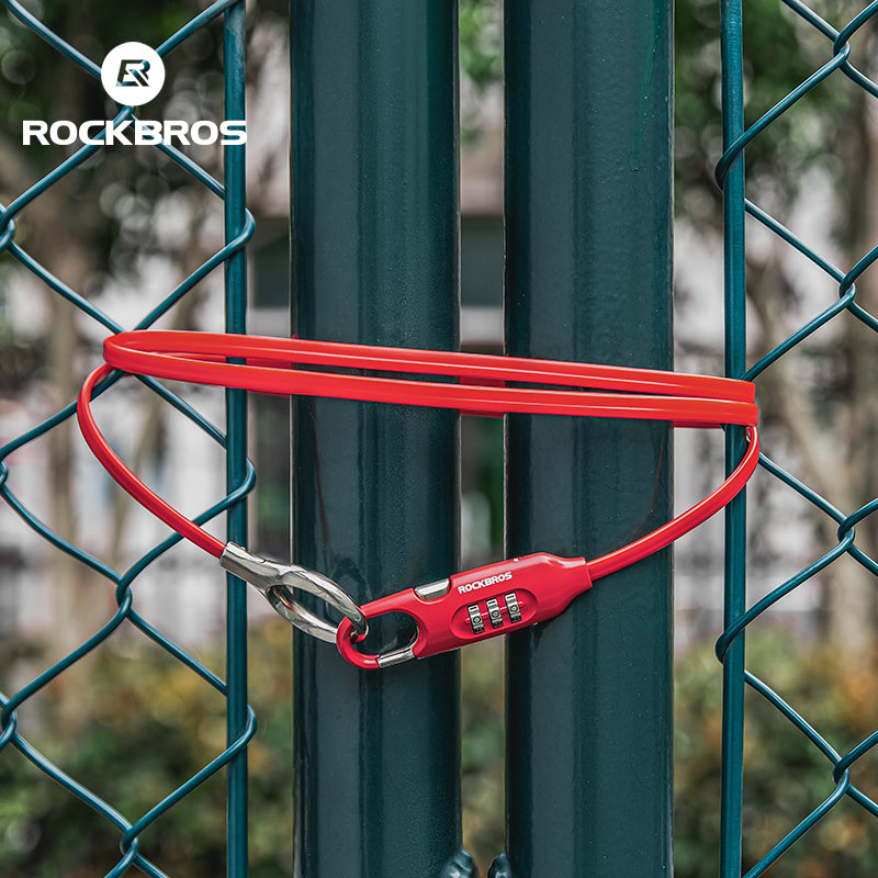 ROCKBROS Bicycle Bike Lock 3 Digit Code Combination Steel Cable Lock Anti-Theft Security