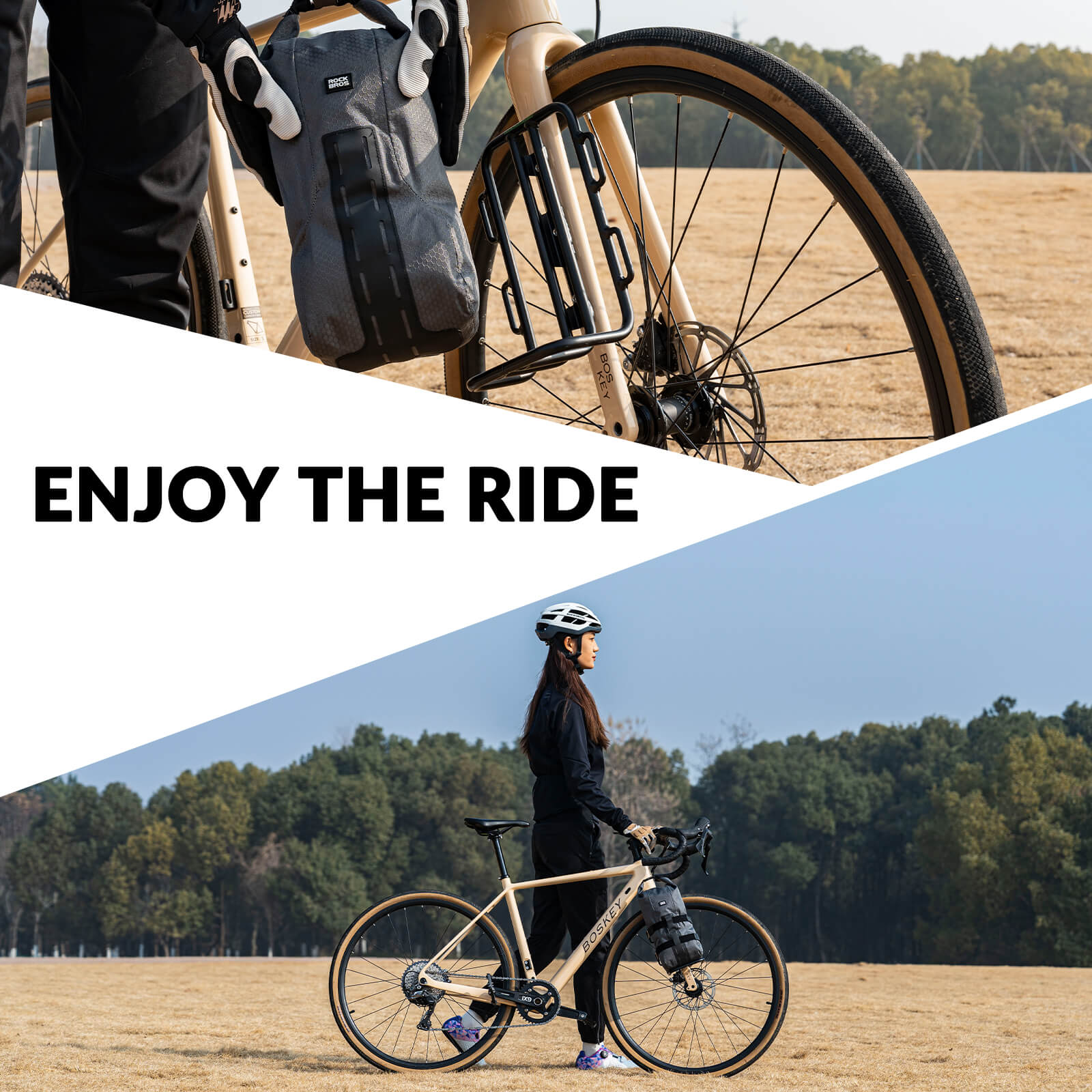 rockbros lightweight front fork rack and cargo bag set for mountain and road bikes.
#options_Full Set (Rack + Bag)