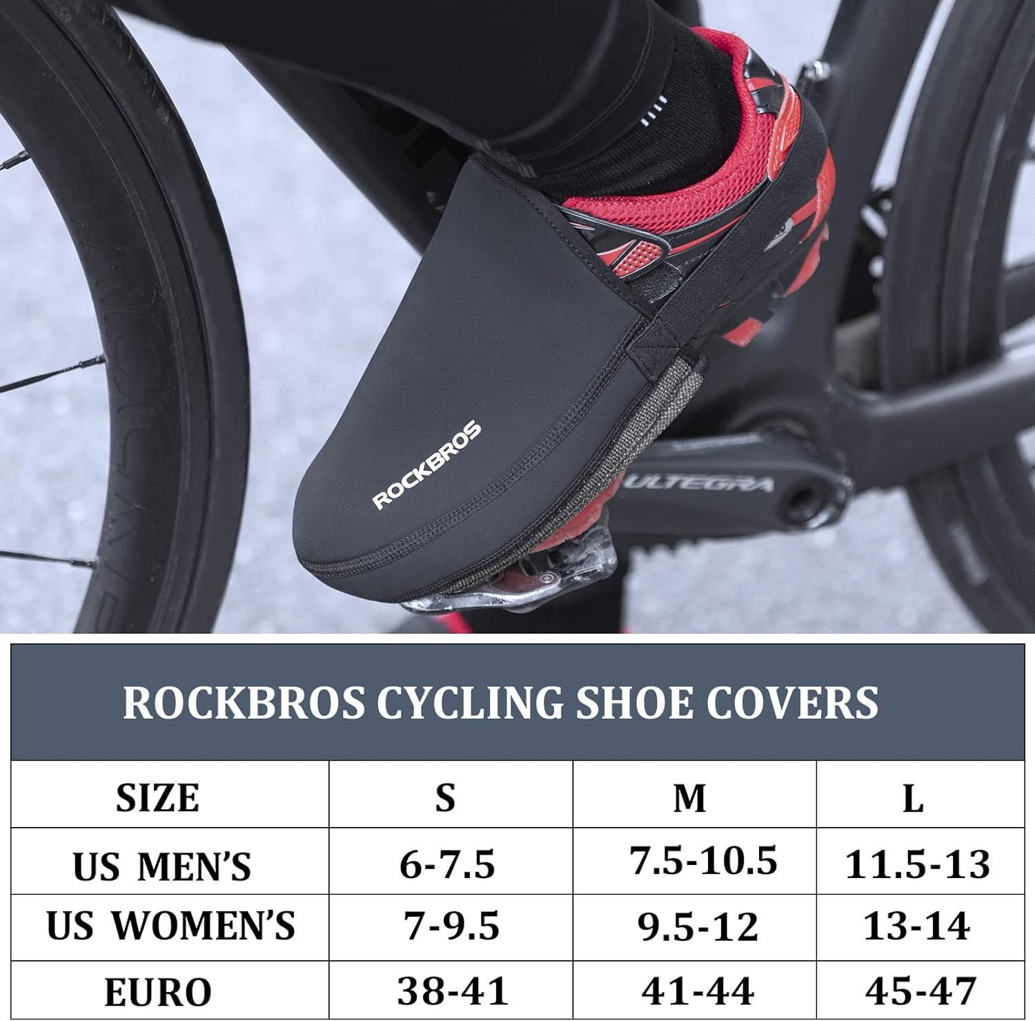 ROCKBROS Cycling Thermal Shoe Covers Windproof Waterproof Wear-Resistant Half Palm Shoe Cover