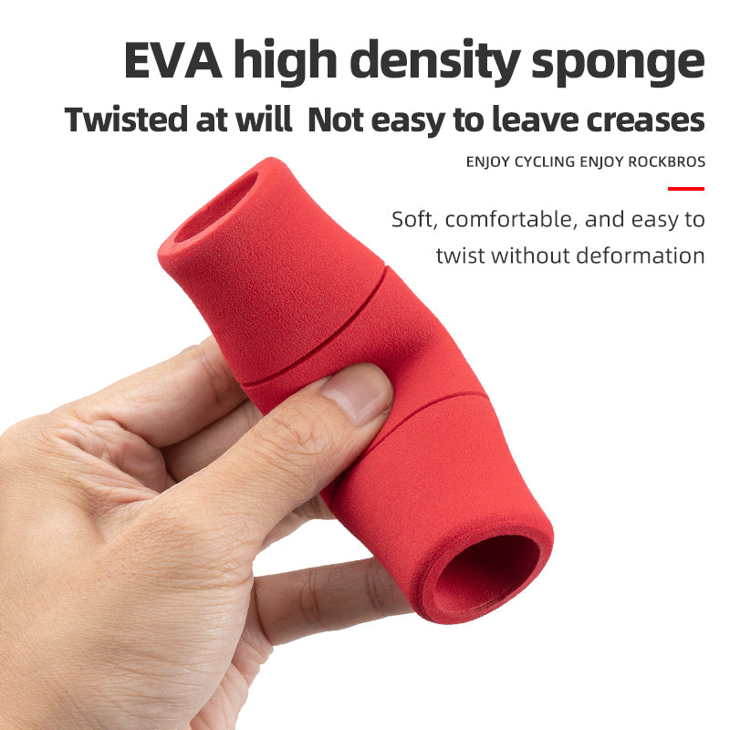 ROCKBROS Bike Grips Shock Absorption Foam Bike Handle Grips Soft Comfortable Non-Slip Double Locked on