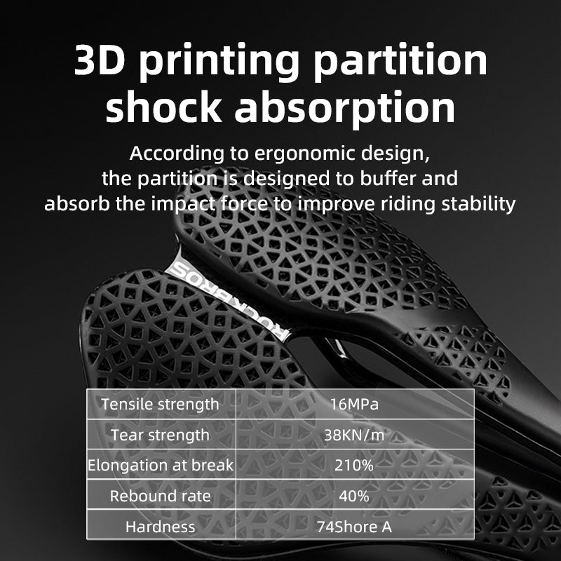 ROCKBROS 3D Printing Bicycle Saddle Lightweight Hollow Breathable Carbon Fiber Road Bike Saddle Comfortable Shockproof Cycling Saddle