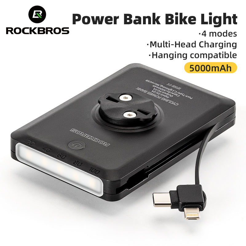 ROCKBROS Bicycle Headlight Built-in Power Bank Cycling Bike Front Light 5000/10000mAh
