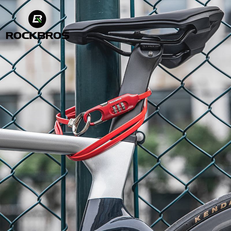 ROCKBROS Bicycle Bike Lock 3 Digit Code Combination Steel Cable Lock Anti-Theft Security