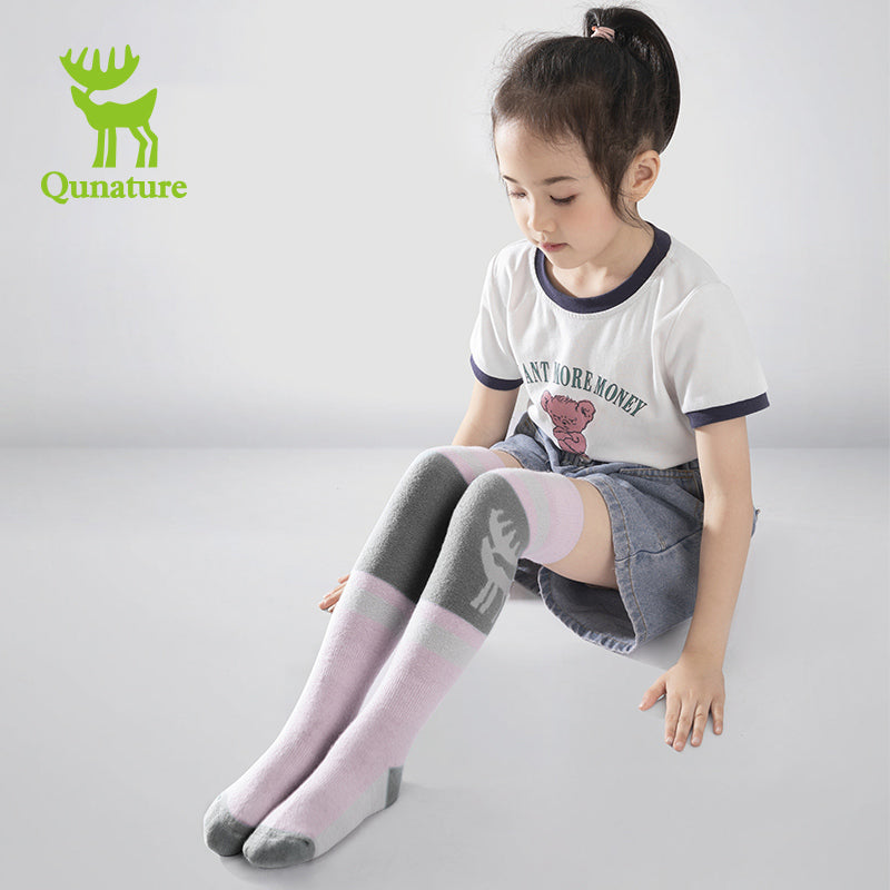 Qunature Kids Ski Snowboard Long Socks Knee Highs Thickened Warm Stockings