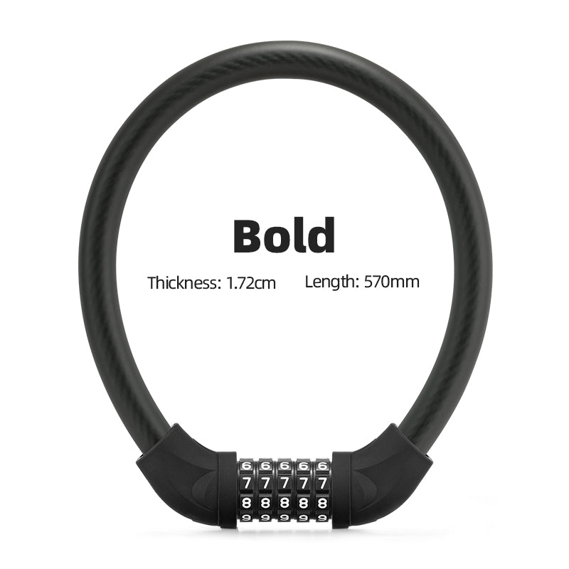ROCKBROS Bike Lock 5 Digit Cable Lock Lightweight Bicycle Lock Combination Portable Lock