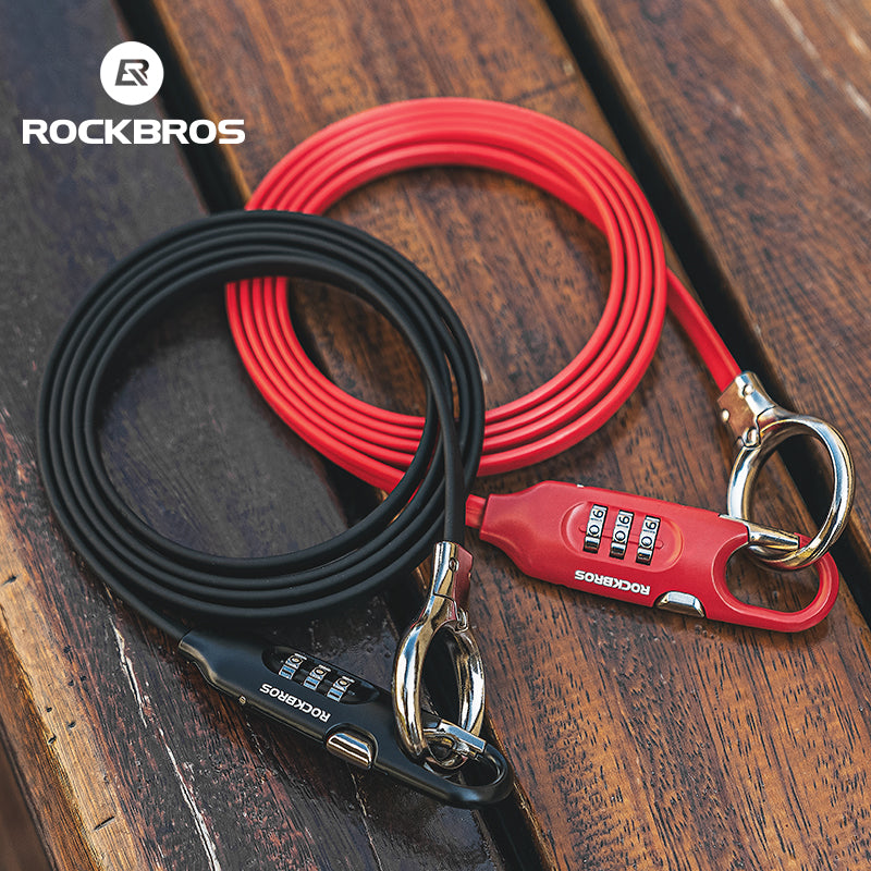 ROCKBROS Bicycle Bike Lock 3 Digit Code Combination Steel Cable Lock Anti-Theft Security