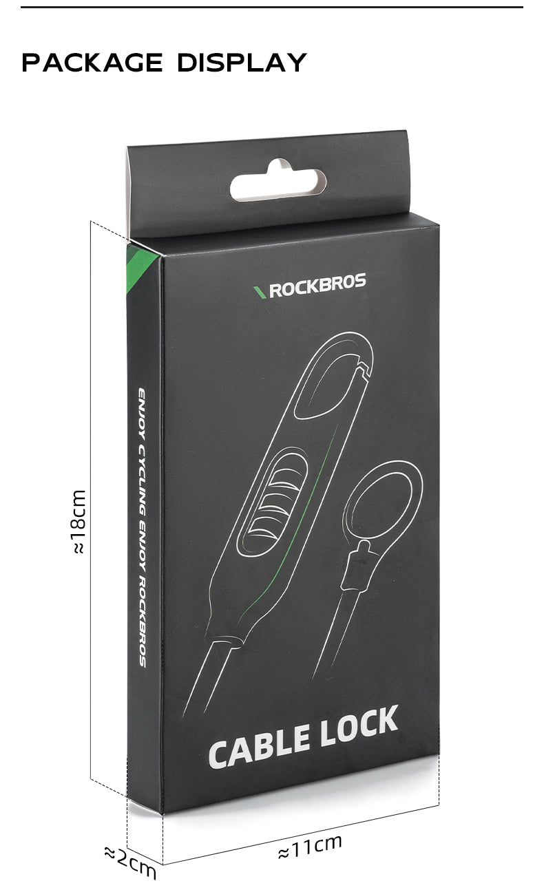 ROCKBROS Bicycle Bike Lock 3 Digit Code Combination Steel Cable Lock Anti-Theft Security